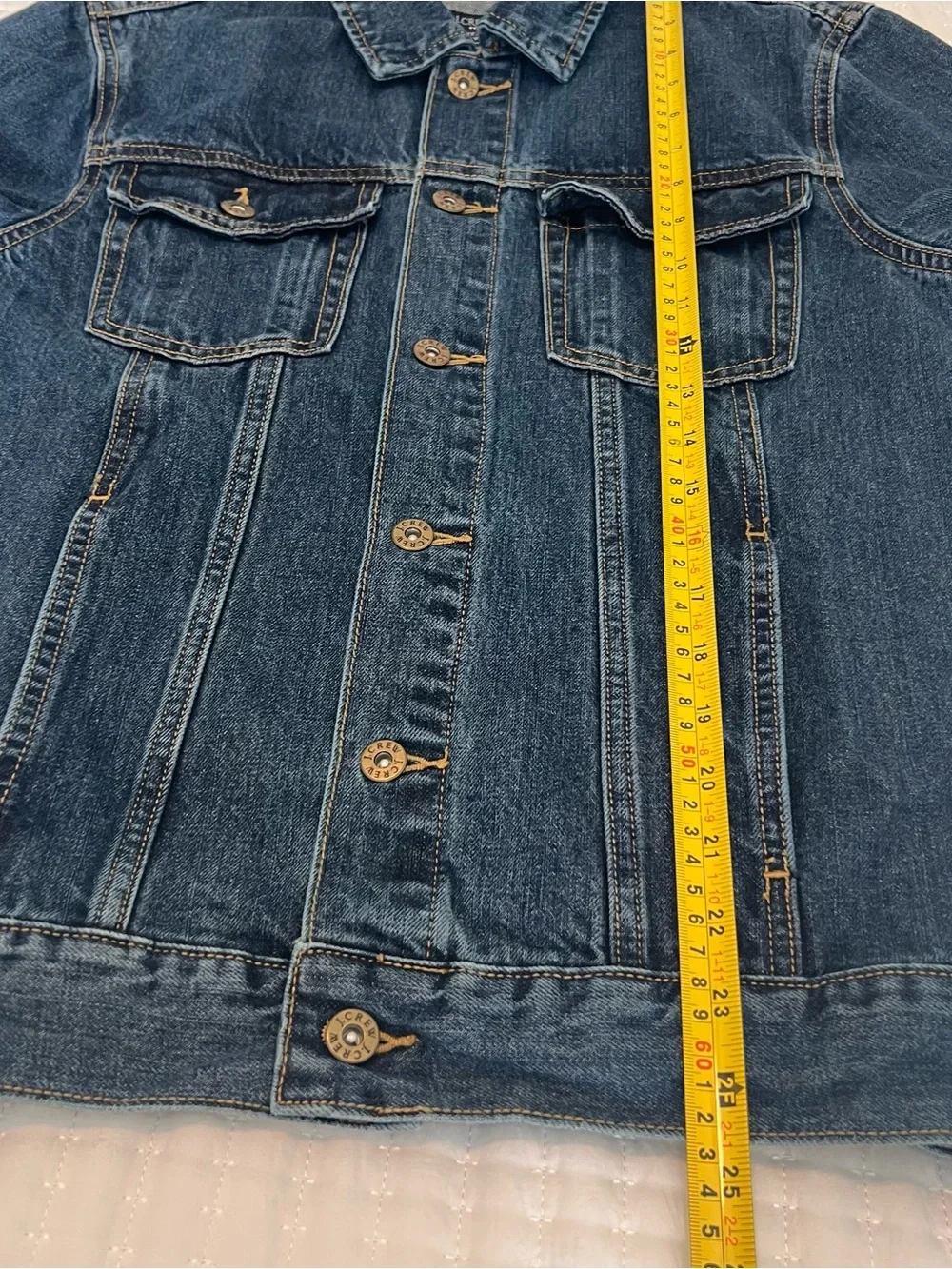 EUC J. Crew Jacket Mens S Blue Denim Trucker Button Front Pockets Cotton Classic